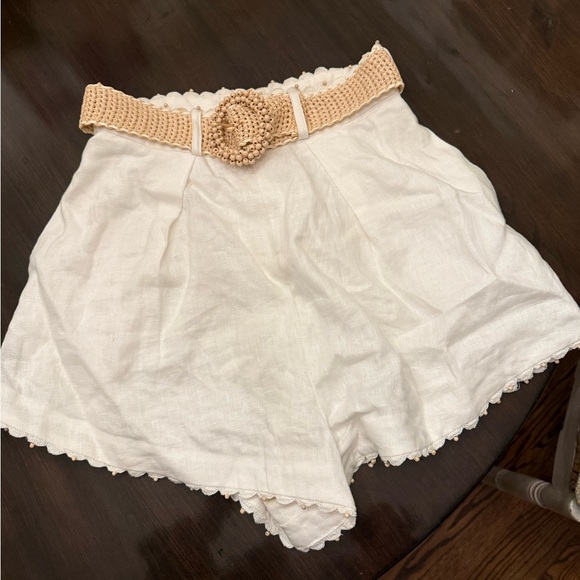Rhiannon Tuck Short in Ivory With Beige Woven Belt by Zimmermann Size 0 - Picture 8 of 12